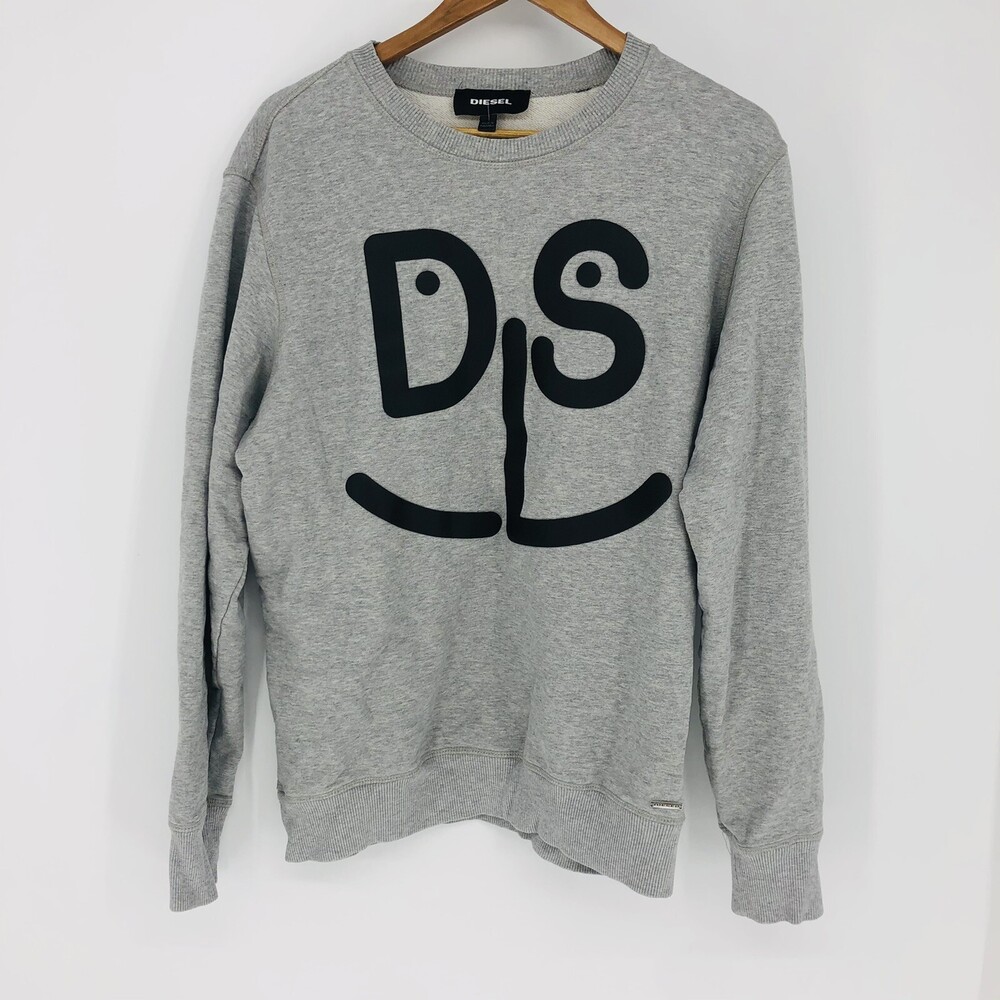 Diesel Men's Gray DLS Embossed Dark Gray Pull Over Sweatshirt Size Large